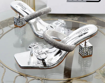 Sandals Box Heels Glamour Luxury Transparent