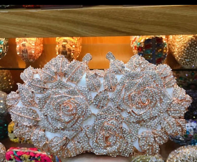 Rhinestones Handbag Glam Floral