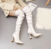 Winter boots Stiletto Pointed Toe Thigh Zipper Wine Glass Shape Heels