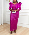 Evening Dress Sequins Couture Women Ruffle Trim Long Sleeve Luxury Glitter