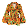 Lavish Comfort Collection-Kaibeh African Kente Lantern Sleeve V-neck Shirt