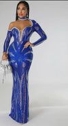 Holiday & Seasonal Collection-Jolly Jolly Luxury Sequins One Shoulder Long Sleeve Evening Dress