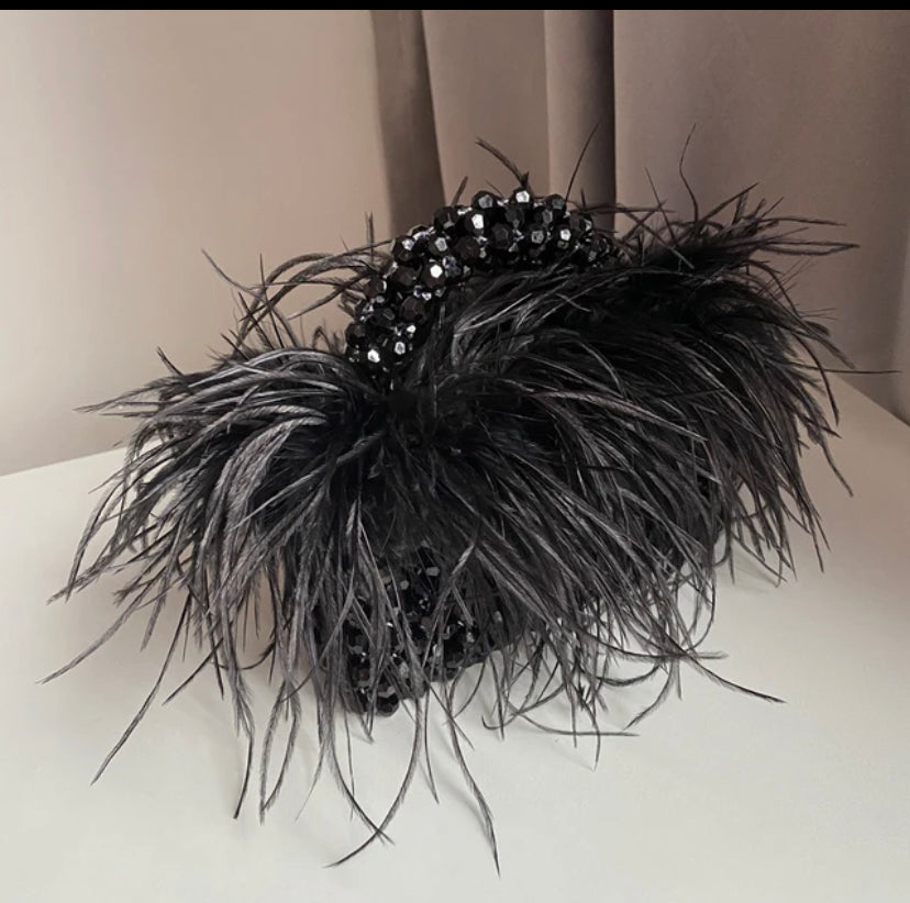 Black feather bag online