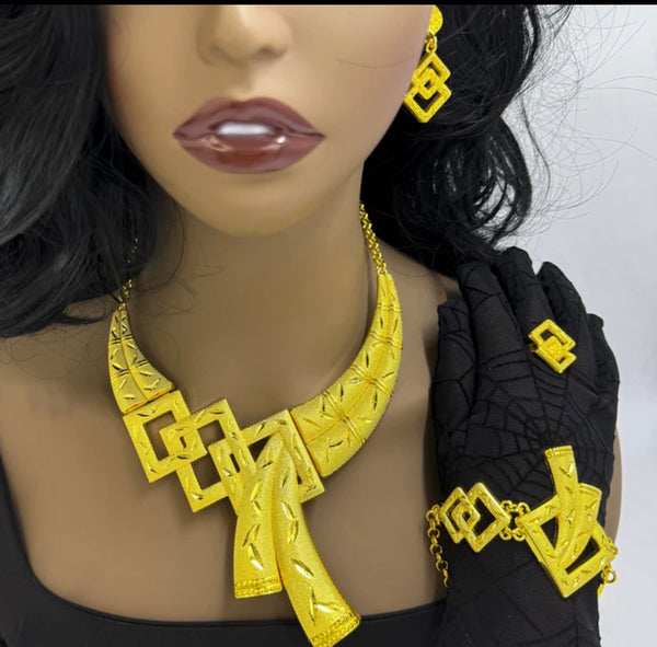 Jewelry Set 3 piece Dubai Gold Pleated