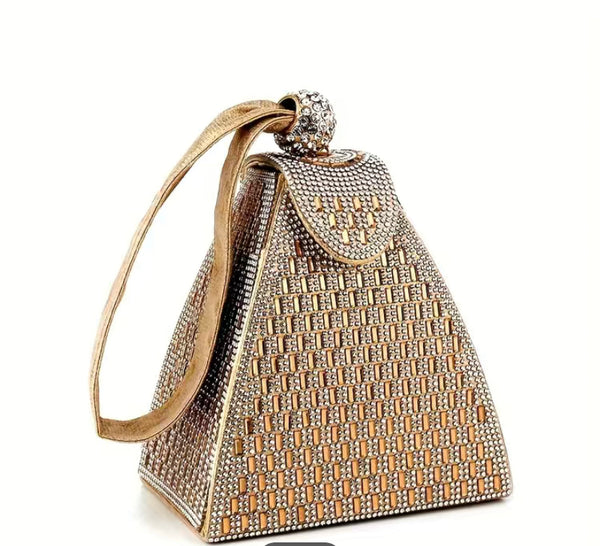 Pyramid Clutch Glam Chic Luxury Rhinestones Pyramid Clutch