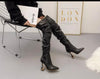 Winter boots Stiletto Pointed Toe Thigh Zipper Wine Glass Shape Heels