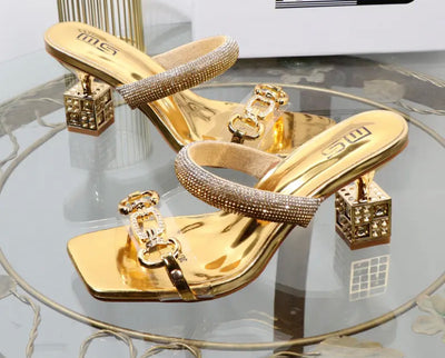 Sandals Box Heels Glamour Luxury Transparent