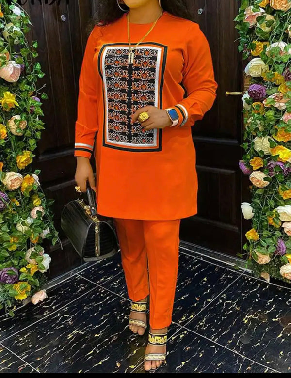 Pants 2-Piece Orange Suit Boss Lady Comfort 