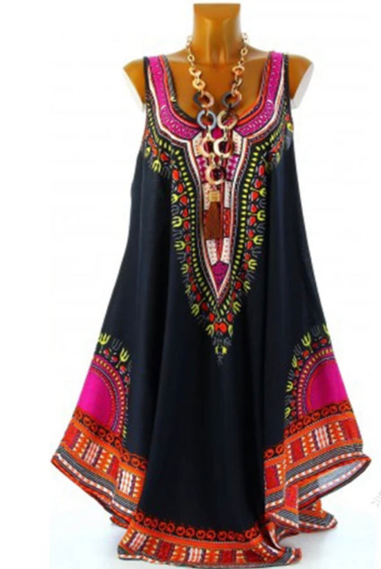 Red African tribal print dress