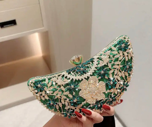 Luxury handbag Glam Green Floral - REDLightMart