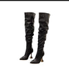 Winter boots Stiletto Pointed Toe Thigh Zipper Wine Glass Shape Heels